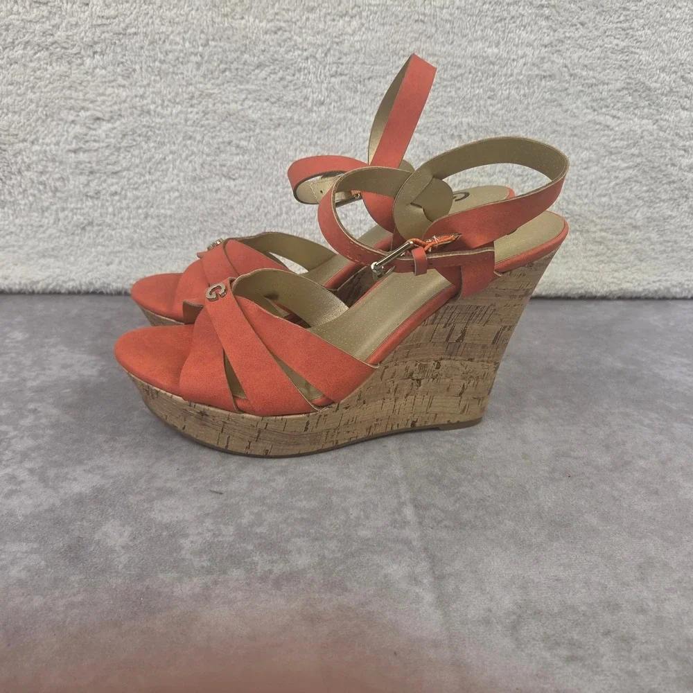 GBG Los Angeles Dayva Orange Cork Wedge Platform Sandals GGDAYVA Womens 9M